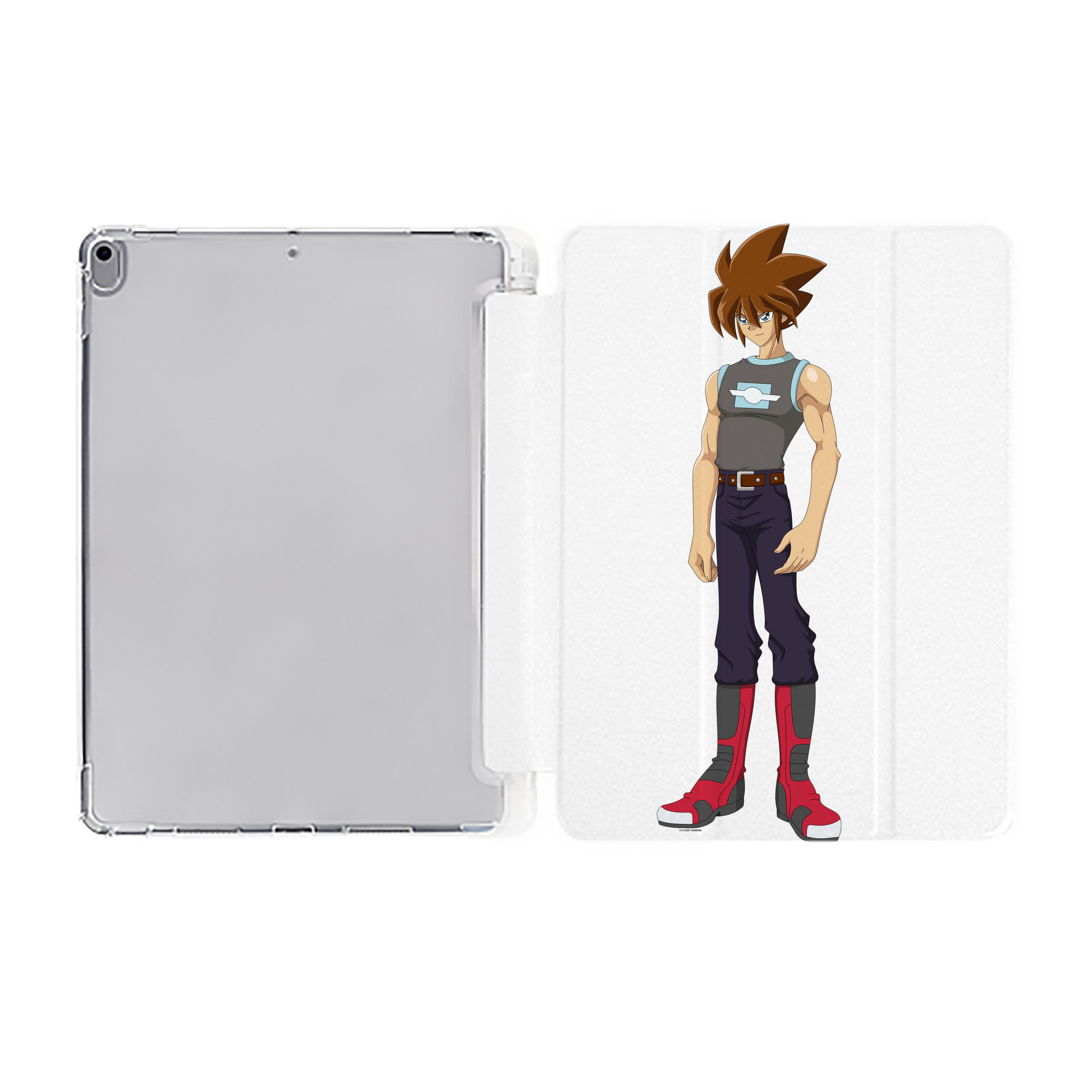 （画像用） 遊☆戯☆王 Yu-Gi-Oh! IPad ケース ペン収納付き 三つ折りスタンド PUレザー×シリコン 対応機種9.5/10.5/10.9インチ